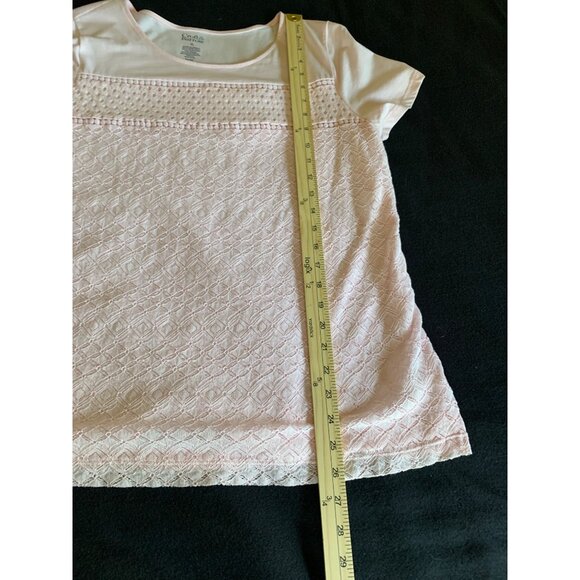 Croft & Barrow Womens Size XLarge Pink Lace Front Short Sleeve Top - Picture 3 of 6